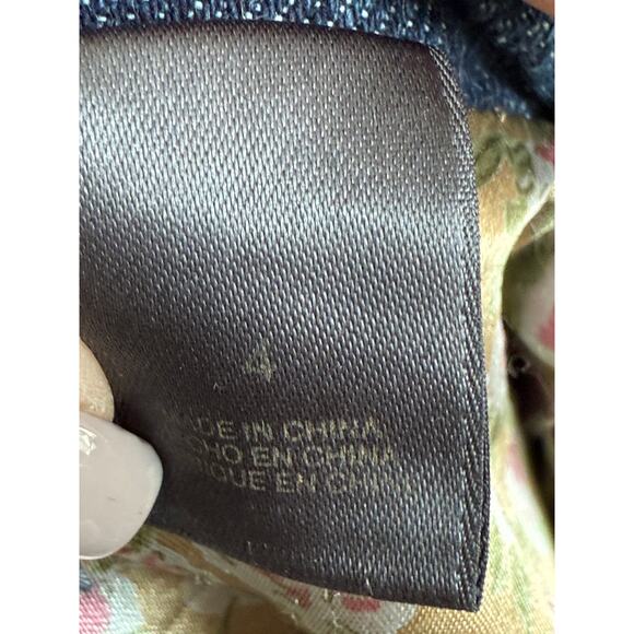 Women's Liz Claiborne Denim Blue Jean Tan Trimmed Snap Front Jacket Size 4 - Picture 4 of 9